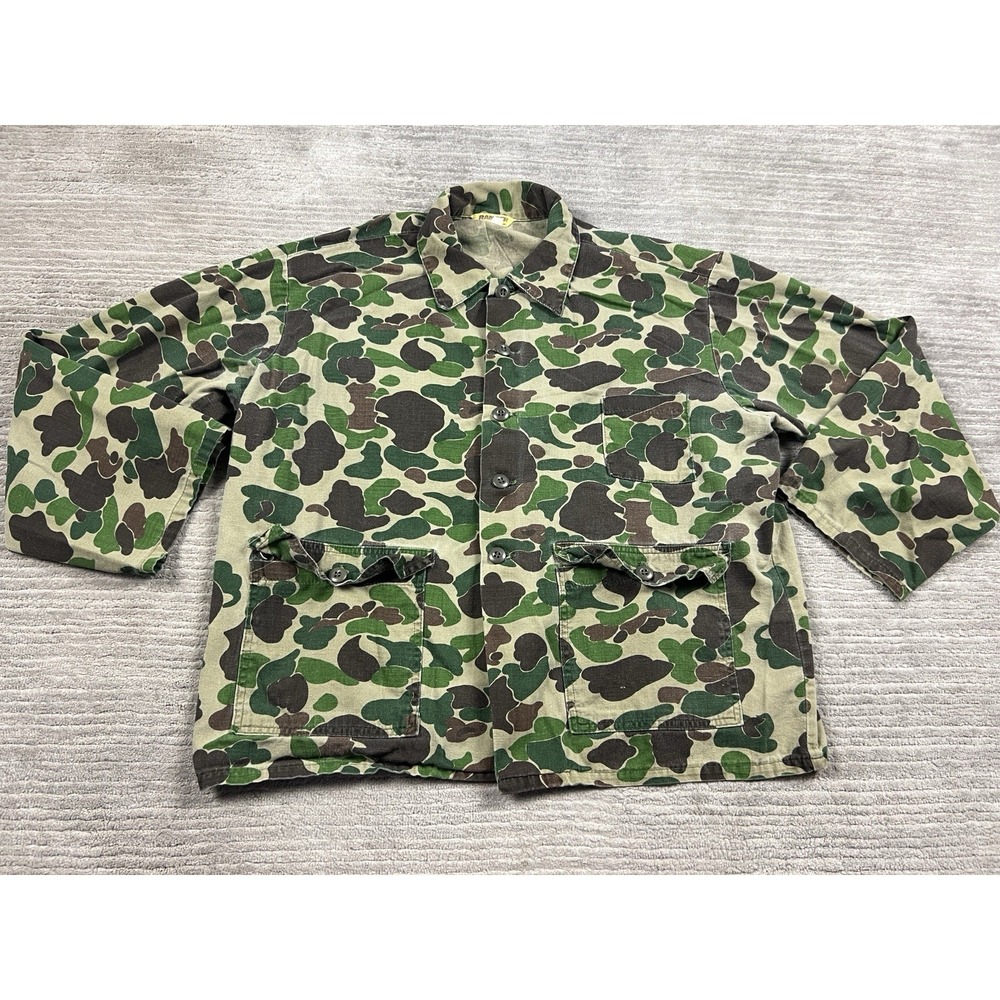 Ranger True Vintage Mens Duck Camo Frog Skin Shirt Military Hunting USA 2XL 70s